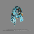 Pure Cachemire Flower Impression Bleu Color Lady Foulard